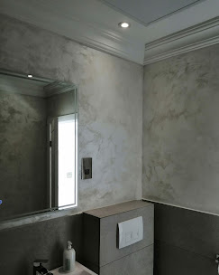 Cloakroom finished in polished microcement plaster